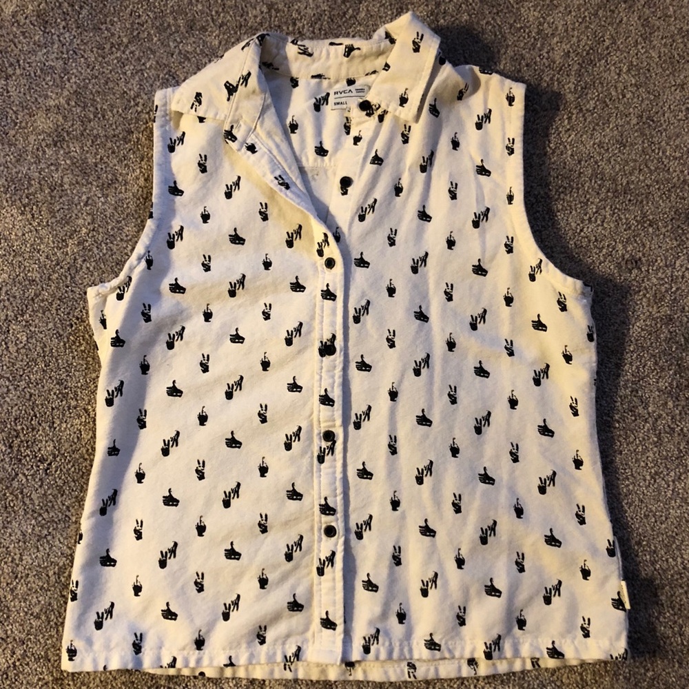 RVCA Women’s Sleeveless Button Up Size S